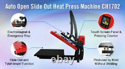 110V 16x20 Auto Open Clam Heat Press Transfer Machine T-Shirt Vertical Version