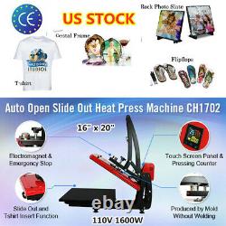 110V 16x20 Clamshell Auto Open T-shirt Heat Press Transfer Machine Vertical