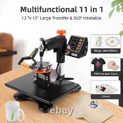 11IN1 Combo Heat Press Machine 12x15Sublimation Transfer T-Shirt Mug Plate Hat