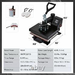 12X10 5 in 1 Combo Digital Heat Press Machine For T-Shirt Mug Hat Printer DIY