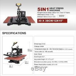 12X15 Double Station 360° Swing Away Heat Press Machine For T-Shirt Printer