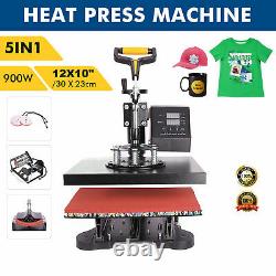 12X 10 in. Multifunctional 360 Degree Swivel T-shirt Heat Press Machine 5 in 1
