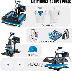 12x10 8in1 T-Shirt Heat Press Machine Transfer Sublimation Mug Hat Plate Blue