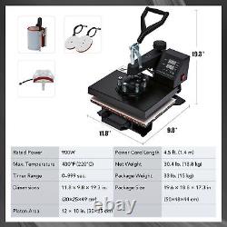 12x10 Inch 900W T Shirt Press Professional Swing-Away Heat Press Machine 5-in-1