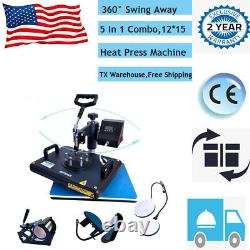 12x155 in 1 Digital Heat Press Machine Transfer Printing DIY T-Shirt Mug Plate