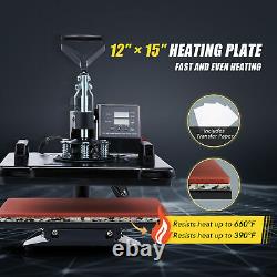 12x15 5-in-1 Heat Pad T Shirt Press Professional Swing-Away Heat Press Machine