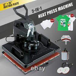 12x15 5-in-1 T Shirt Heat Press Machine for Shirt Cup Puzzle Tote Bag More