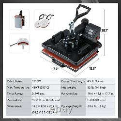 12x15 5-in-1 T Shirt Heat Press Machine for Shirt Cup Puzzle Tote Bag More