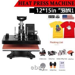 12x15 5in1 Heat Press Machine 12X15 Swing Away Transfer Sublimation T-Shirt