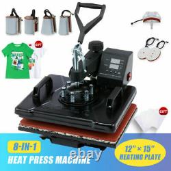 12x15 8 IN 1 Combo T-Shirt Heat Press Transfer Machine Sublimation Swing Away