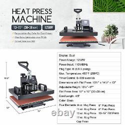 12x15 8-in-1 Heat Press Machine Professional 360 Swing-Away T Shirt Press