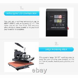 12x15 8-in-1 Heat Press Machine Professional 360 Swing-Away T Shirt Press