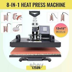 12x15 8-in-1 Heat Press Machine Professional 360 Swing-Away T Shirt Press new