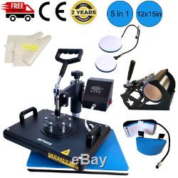 12x15 Combo 5in1 Heat Press Machine Sublimation T-Shirt Swing Away for Mug Hat