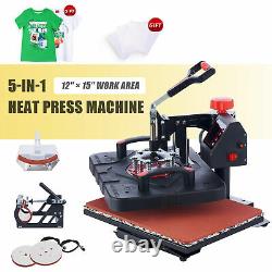 12x15 Combo 5in1 Heat Press Sublimation Transfer Machine Swing Away T-Shirt Mug