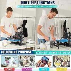 12x15 Heat Press 5 in 1 Upgrade Sublimation Machine T-shirt Hat Mug Plate DIY