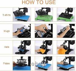 12x15 Heat Press 5 in 1 Upgrade Sublimation Machine T-shirt Hat Mug Plate DIY