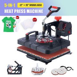 12x15 Heat Press Machine 5in1 Heat Press for Hats Bags Shoes T-Shirts Business