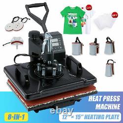 12x15 Heat Press Machine 8-in-1 Heat Pad 1250W 360 Swivel Multifunction T-shirt