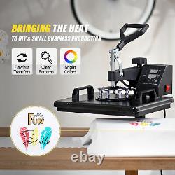 12x15 Heat Press Machine 8-in-1 Heat Pad 1250W 360 Swivel Multifunction T-shirt