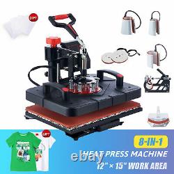 12x15 Inch Swing Away Heat Press 8in1 Heat Press Machine for Tshirts Mugs Shoes
