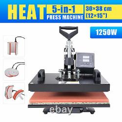 12x15 inch 5-in-1 T Shirt Heat Press Machine for Shirt Cup Puzzle Plate More