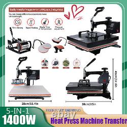 1400W 5 in 1 T-Shirt Heat Press Machine Transfer Sublimation Mug Hat Plate