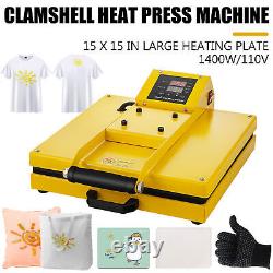 15X15 DIY Digital Clamshell T-shirt Heat Press Machine Sublimation Transfer