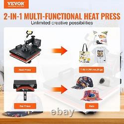 15X15 Heat Press Machine 2 in 1 for T Shirts and Hats, Swing Away T Shirt Press