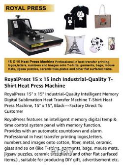 15 x 15 Digital Clamshell Heat Press Transfer T-Shirt Sublimation Press Machine