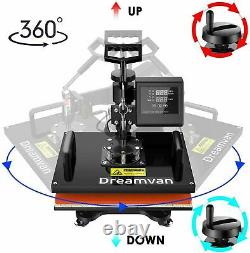 15x12 5 in 1 Combo Heat Press Transfer Machine Sublimation Swing DIY T-shirts/