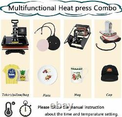 15x12 5 in 1 Combo Heat Press Transfer Machine Sublimation Swing DIY T-shirts/