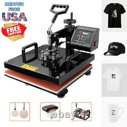 15x15Heat Press Machine 5 in 1 T-Shirt Digital Transfer Sublimation Mug Hat New