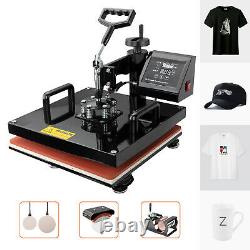 15x15Heat Press Machine 5 in 1 T-Shirt Digital Transfer Sublimation Mug Hat New