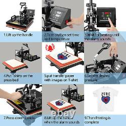 15x15Heat Press Machine 5 in 1 T-Shirt Digital Transfer Sublimation Mug Hat New