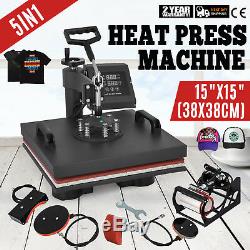 15x15 5IN1 Combo T-Shirt Heat Press Transfer Baseball Hat Pressing Swing Away