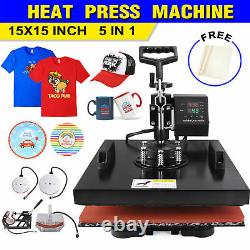 15x15 5 IN 1 T-Shirt Heat Press Combo Transfer Machine Sublimation Swing Away