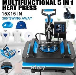 15x15 5 in1 T-Shirt Heat Press Machine Transfer Sublimation Mug Hat Plate
