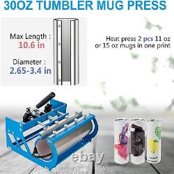15x15 5 in 1 T-Shirt Heat Press Machine+30OZ Tumbler Mug Transfer Sublimation
