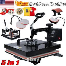 15x15 5 in 1 T-Shirt Heat Press Machine Transfer Sublimation Mug Hat Plate