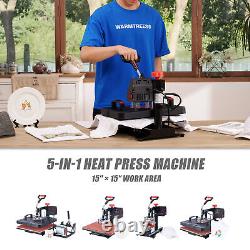 15x15 5 in 1 T-Shirt Heat Press Machine Transfer Sublimation Mug Hat Plate More