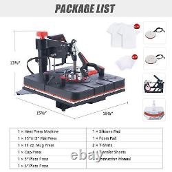15x15 5 in 1 T-Shirt Heat Press Machine Transfer Sublimation Mug Hat Plate More