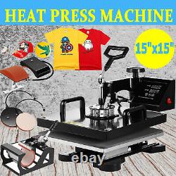 15x15 5 in 1 T-Shirt Heat Press Machine Transfer Sublimation Mug Hat Plate New