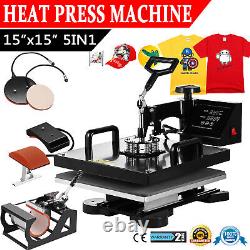 15x15 5 in 1 T-Shirt Heat Press Machine Transfer Sublimation Mug Plate Hat