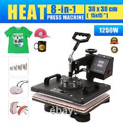 15x15 8in1 T-Shirt Heat Press Machine Transfer Sublimation Mug Hat Plate