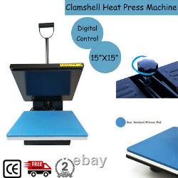 15x15 Clamshell Heat Press Machine DIY T-shirt Digital Transfer Sublimation US