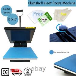 15x15 Clamshell Heat Press Transfer Machine Digital Sublimation Vinyl T-Shirts