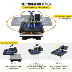 15x15 Heat Press 8 in 1 Upgrade Sublimation Machine T-shirt Hat Mug Plate DIY