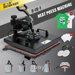 15x15 Heat Press Machine 8IN1 Sublimation Swing Away Transfer for T-Shirt Mug
