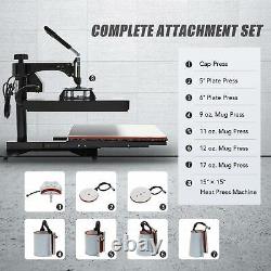 15x15 Heat Press Machine 8IN1 Sublimation Swing Away Transfer for T-Shirt Mug